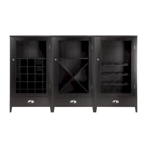 3-Pc Modular Wine Cabinet Set, Espresso - 22.64 x 15.75 x 40 inches