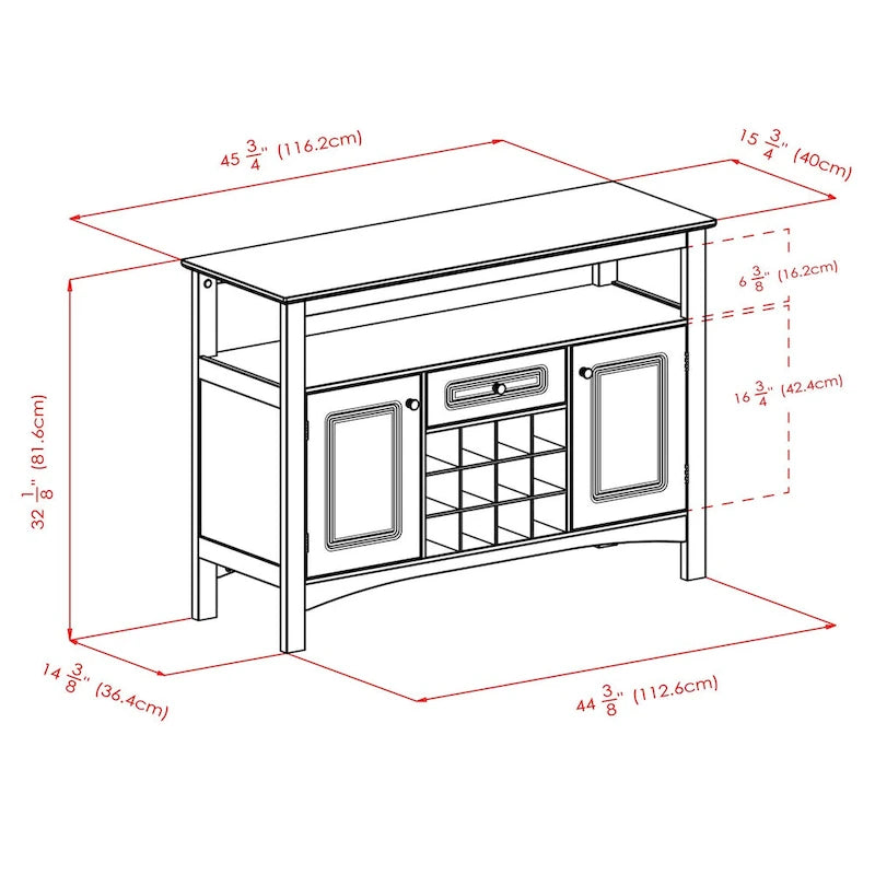 Buffet Jasper, noir - 116,2 x 40 x 81,5 cm