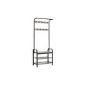 Étagère de rangement d'entrée gris-noir avec accents imitation bois et structure en métal - 13,3 cm (P) x 28,3 cm (L) x 72,1 cm (H)