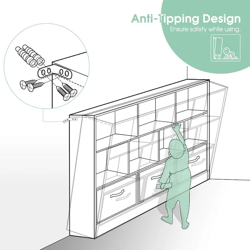 Bibliothèque de rangement à 3 niveaux Ivinta pour enfants, vitrine en bois simple pour chambre à coucher