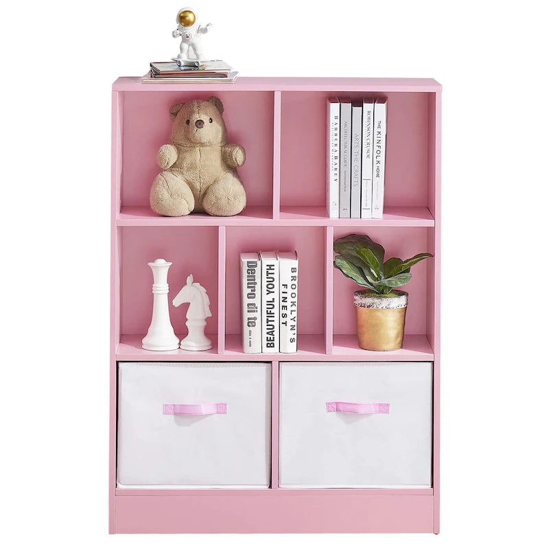 Bibliothèque de rangement à 3 niveaux Ivinta pour enfants, vitrine en bois simple pour chambre à coucher