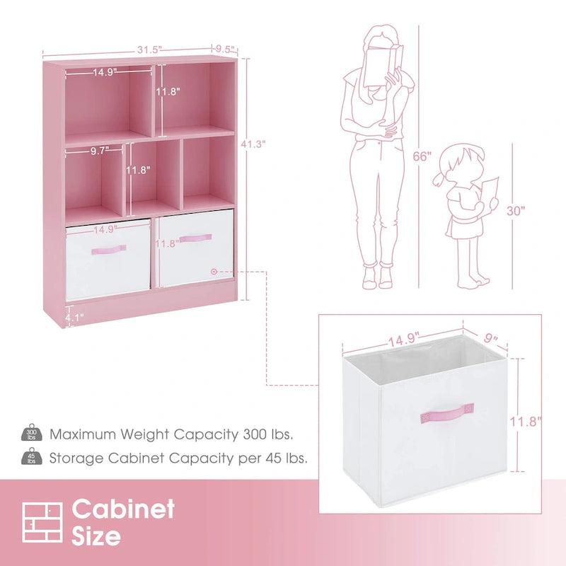 Bibliothèque de rangement à 3 niveaux Ivinta pour enfants, vitrine en bois simple pour chambre à coucher