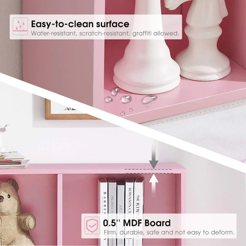 Bibliothèque de rangement à 3 niveaux Ivinta pour enfants, vitrine en bois simple pour chambre à coucher