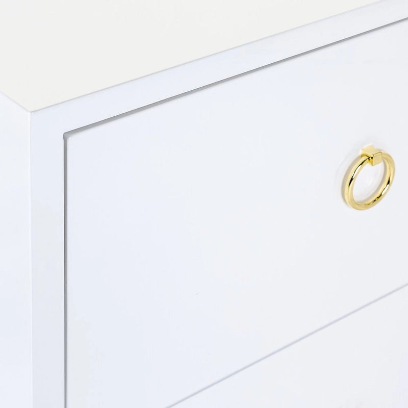 Commode Kristien laquée blanche et dorée SAFAVIEH Couture - 61 cm (L) x 46 cm (P) x 66 cm (H)