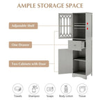 Meuble de salle de bain autoportant de 64 pouces de haut avec tiroir et étagère réglable