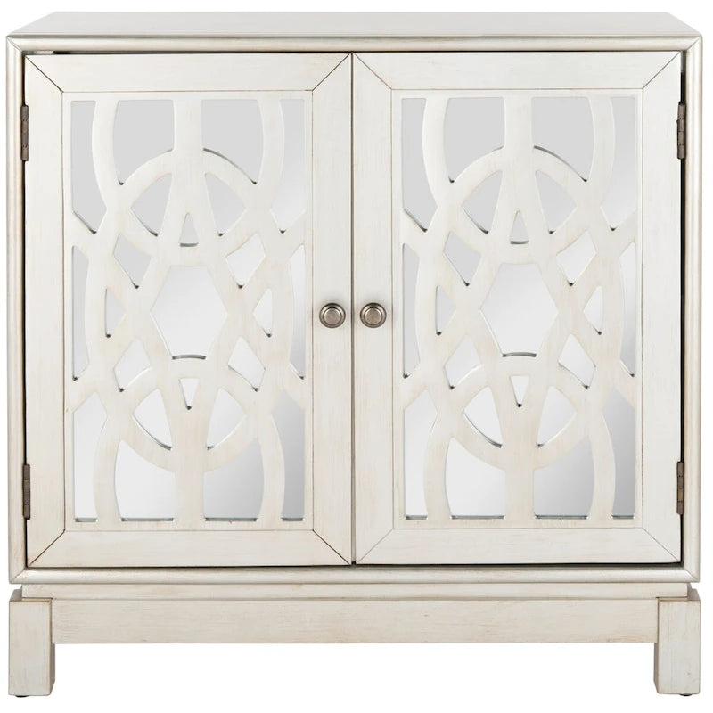 Coffre de rangement SAFAVIEH Cyntha à 2 portes, finition nickel - 81 cm (L) x 41 cm (P) x 84 cm (H)