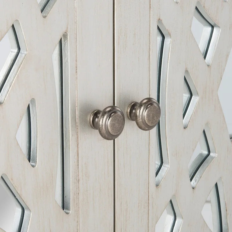 Coffre de rangement SAFAVIEH Cyntha à 2 portes, finition nickel - 81 cm (L) x 41 cm (P) x 84 cm (H)