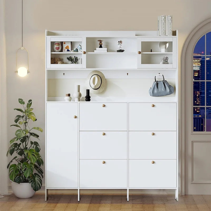 Armoire à chaussures haute, multifonctionnelle et classique, autoportante
