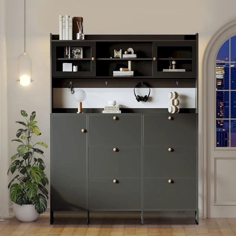 Armoire à chaussures haute, multifonctionnelle et classique, autoportante