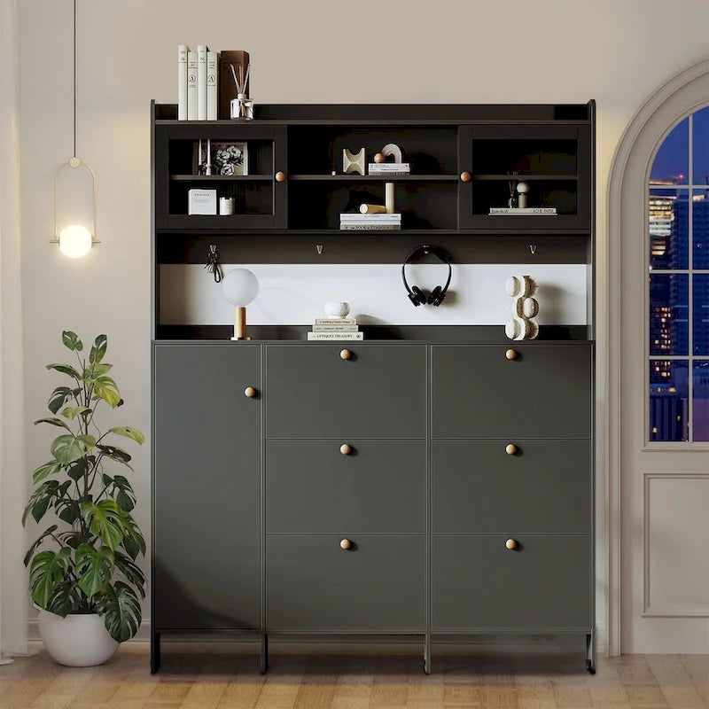 Classic Multifunctional Freestanding Tall Shoe Storage Cabinet