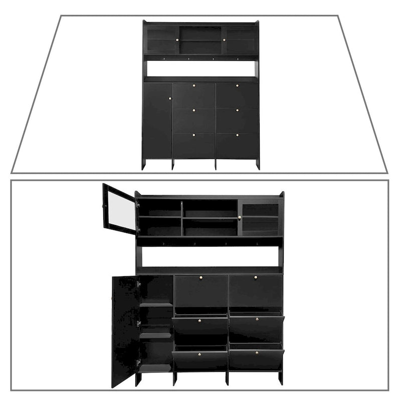 Armoire à chaussures haute, multifonctionnelle et classique, autoportante