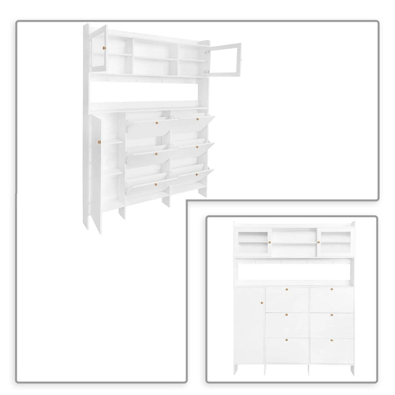 Armoire à chaussures haute, multifonctionnelle et classique, autoportante