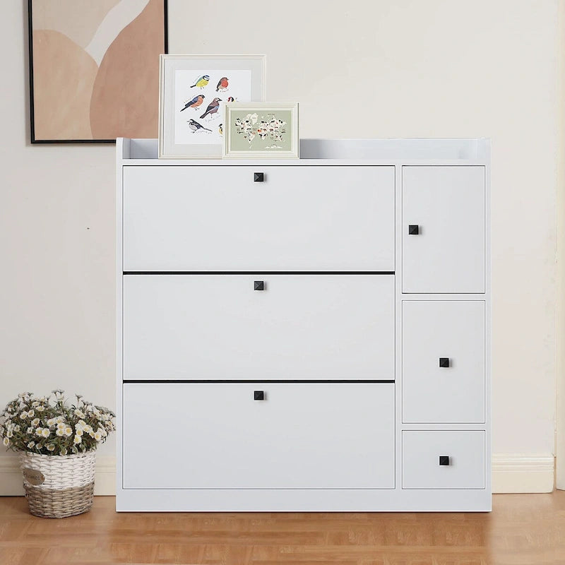 Meuble de rangement à chaussures multifonctionnel minimaliste avec siège rabattable