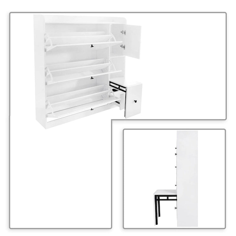 Meuble de rangement à chaussures multifonctionnel minimaliste avec siège rabattable