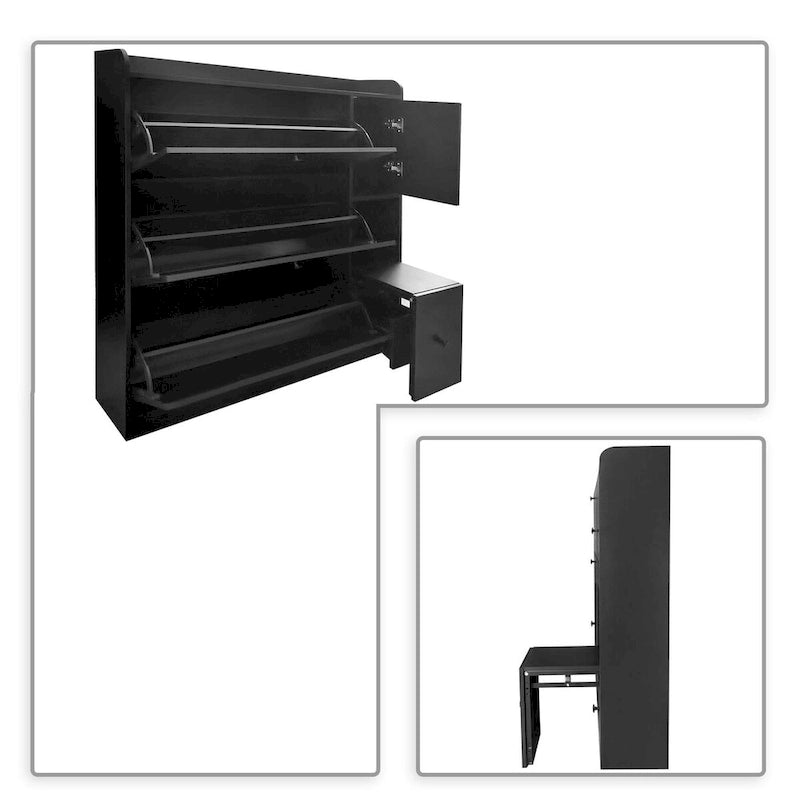 Meuble de rangement à chaussures multifonctionnel minimaliste avec siège rabattable