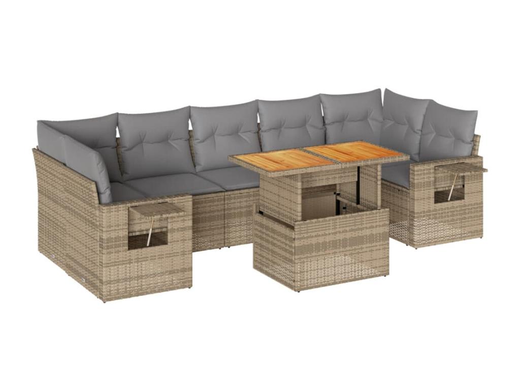 Ensemble de mobilier de jardin en résine tressée beige - dlz1766459364121
