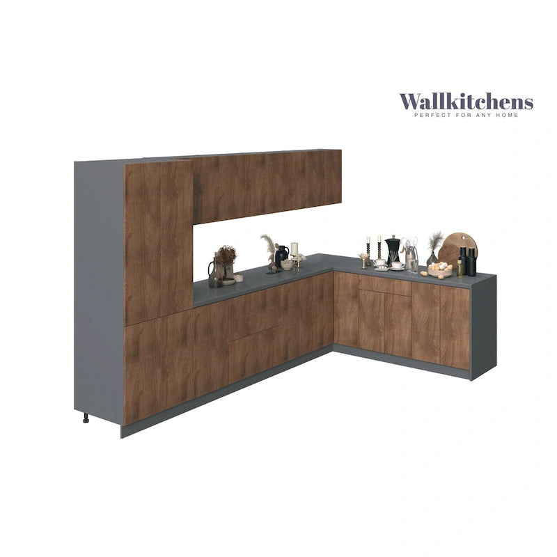 Collection Prestige Cuisine Teck Naturel et Base Noire, Largeur 11 pi - 138 x 85