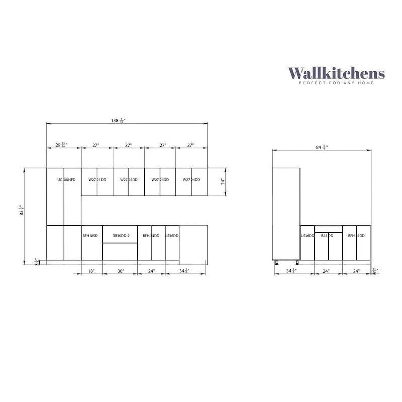 Collection Prestige Cuisine Teck Naturel et Base Noire, Largeur 11 pi - 138 x 85
