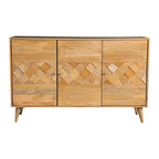 Buffet console Liv 56 pouces à 3 portes, motif géométrique, marron naturel