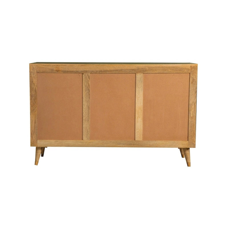 Buffet console Liv 56 pouces à 3 portes, motif géométrique, marron naturel