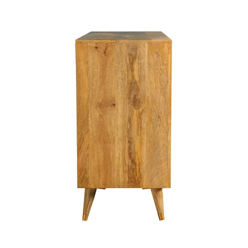 Buffet console Liv 56 pouces à 3 portes, motif géométrique, marron naturel