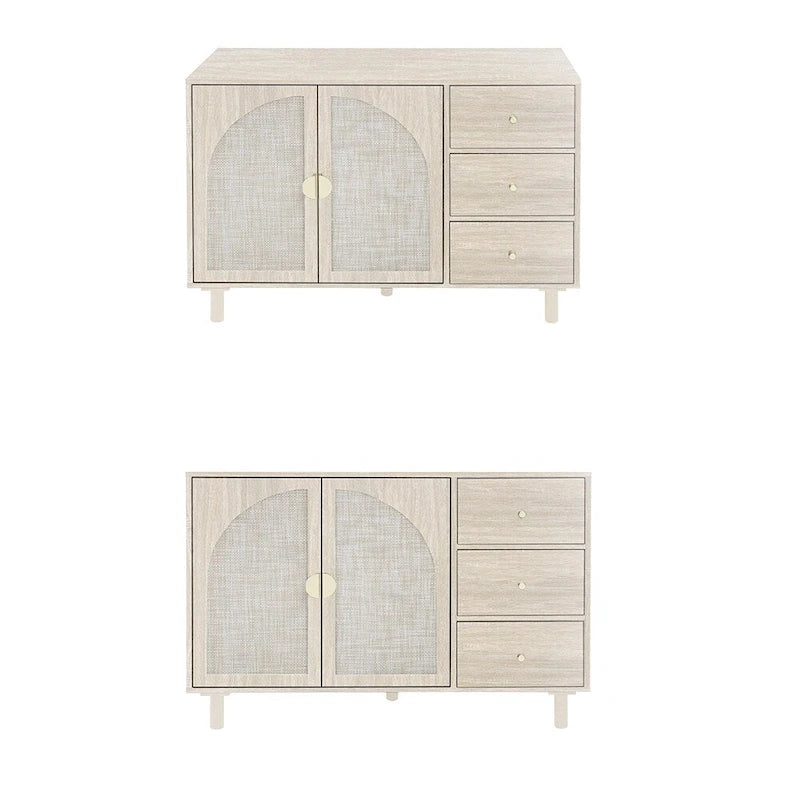 Buffet en rotin, 2 portes et 3 tiroirs - 113 cm (L) x 40 cm (l) x 80 cm (H)