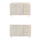 Buffet en rotin, 2 portes et 3 tiroirs - 113 cm (L) x 40 cm (l) x 80 cm (H)