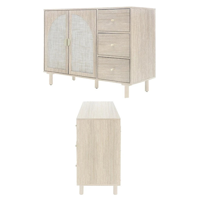 Buffet en rotin, 2 portes et 3 tiroirs - 113 cm (L) x 40 cm (l) x 80 cm (H)