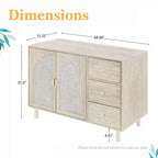 Buffet en rotin, 2 portes et 3 tiroirs - 113 cm (L) x 40 cm (l) x 80 cm (H)