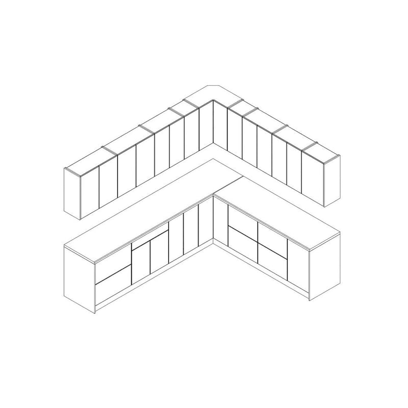 Cuisine moderne, collection, base grise, dimensions 10 x 8,5 pi (102 x 120 po)