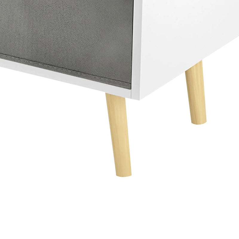 Armoire de rangement moderne et élégante en bois avec trois tiroirs pliables en tissu