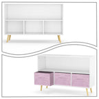 Armoire de rangement moderne et élégante en bois avec trois tiroirs pliables en tissu