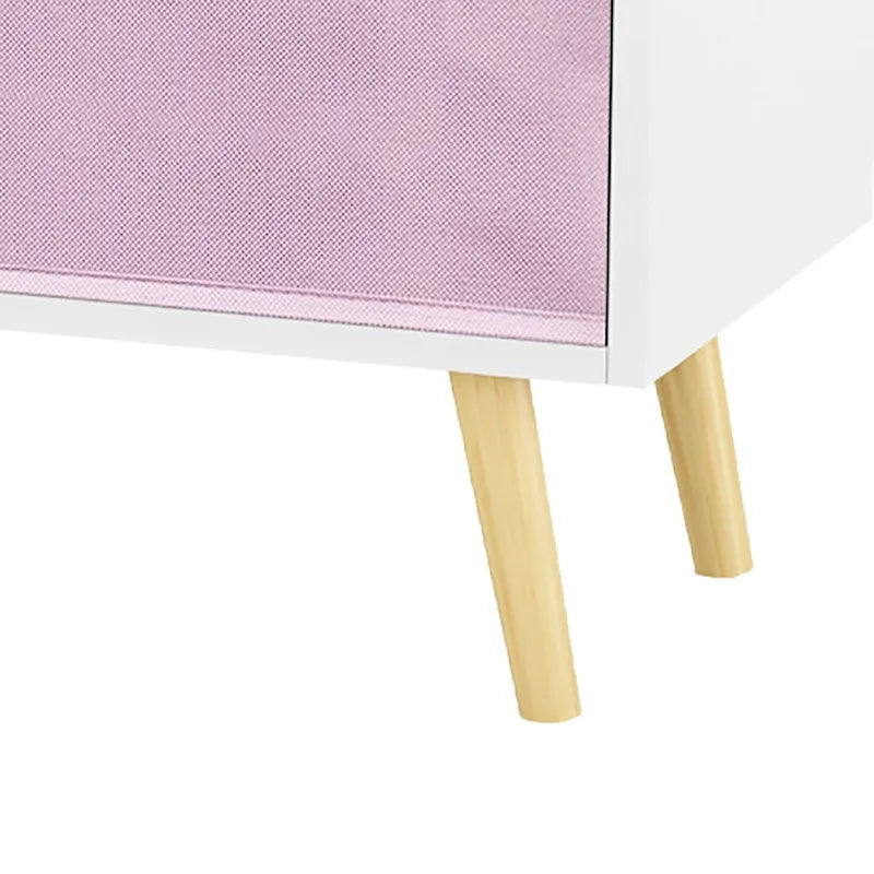 Armoire de rangement moderne et élégante en bois avec trois tiroirs pliables en tissu