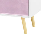 Armoire de rangement moderne et élégante en bois avec trois tiroirs pliables en tissu