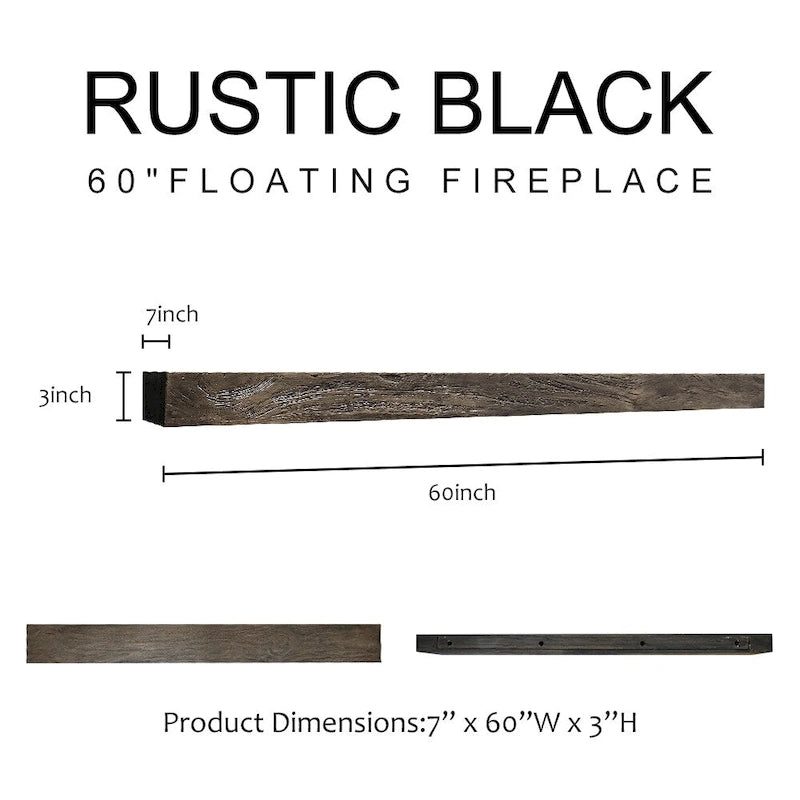 Étagère murale de cheminée de 60 pouces - Étagères flottantes de style campagnard