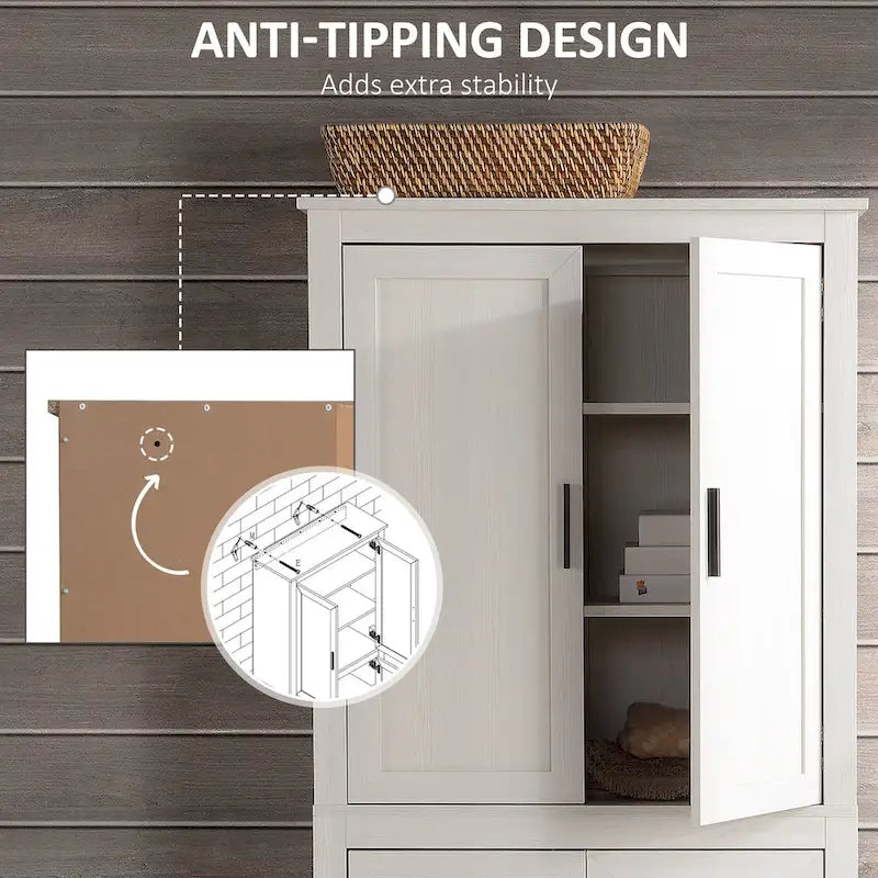 Garde-manger de cuisine à 4 portes de 64 pouces, meuble de rangement autoportant avec 3 étagères réglables pour la cuisine, la salle à manger ou le salon