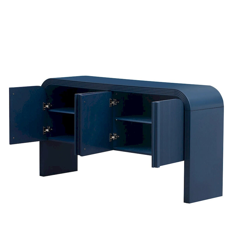 Meuble de rangement moderne en bois à 4 portes, idéal pour le salon, l'entrée ou le couloir.