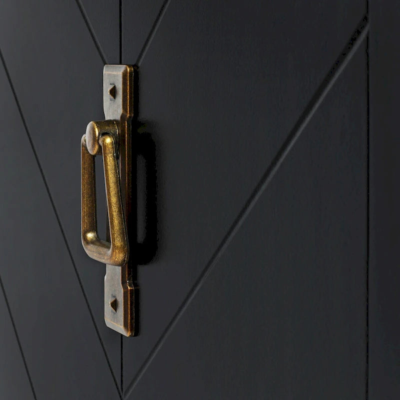 Armoire en bois à 2 portes, style vintage, gris.