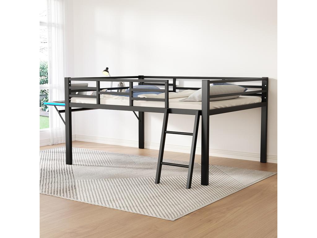 Lit en métal noir, 140 x 200 cm