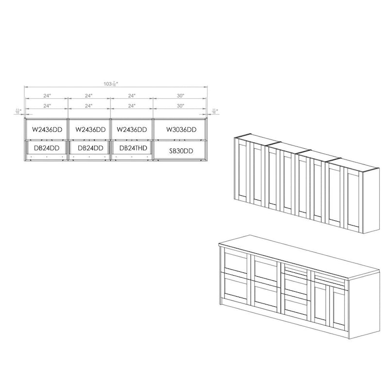 Collection Kitchen Fusion, base noire, largeur 8,5 pi (103 x 24 po)