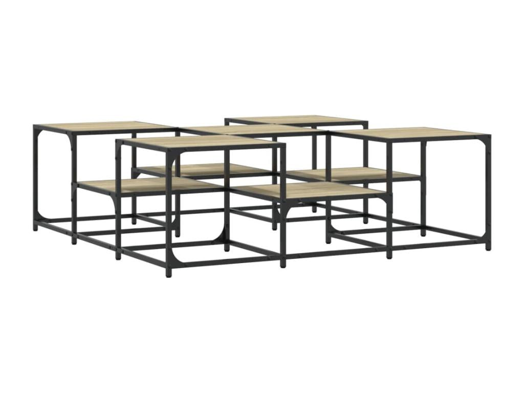 Table basse en bois composite marron, 121 x 121 x 40 cm