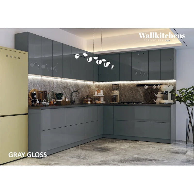 Collection culinaire de cuisine, base grise, largeur 10 pieds (94 x 120 po)