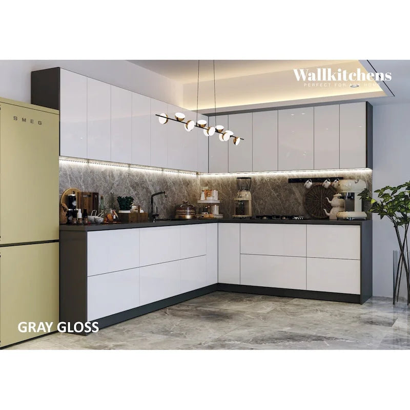 Collection culinaire de cuisine, base blanche brillante, largeur 10 pieds (94 x 120 po)