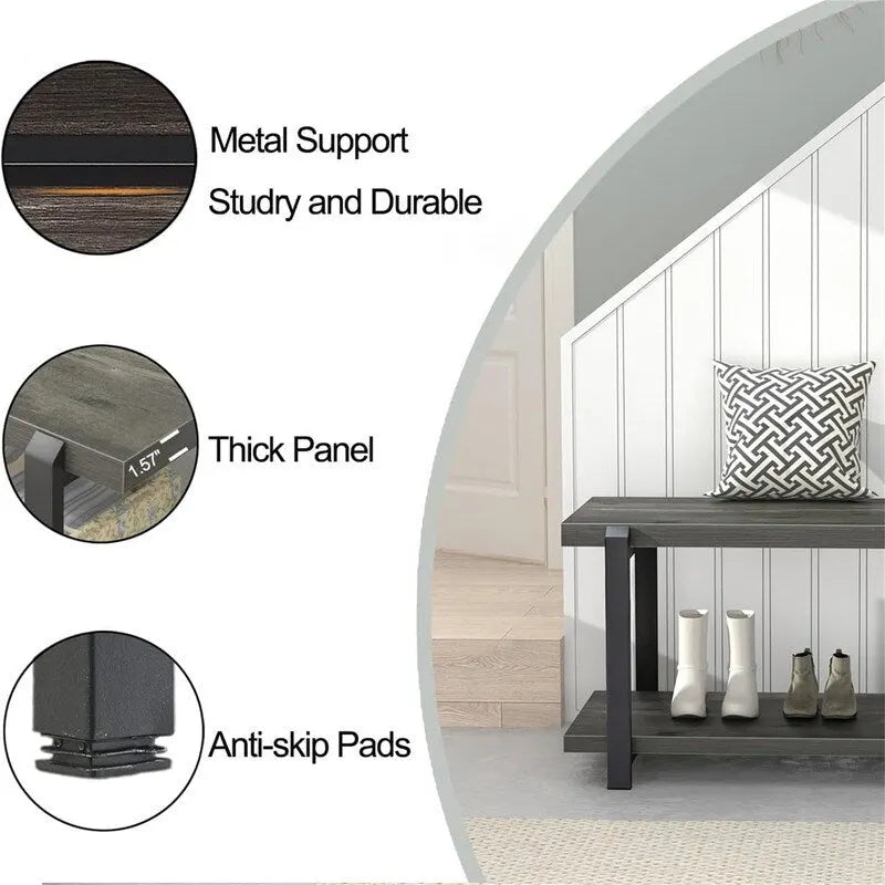 Banc d'entrée - 14 cm (P) x 47 cm (L) x 17,9 cm (H)