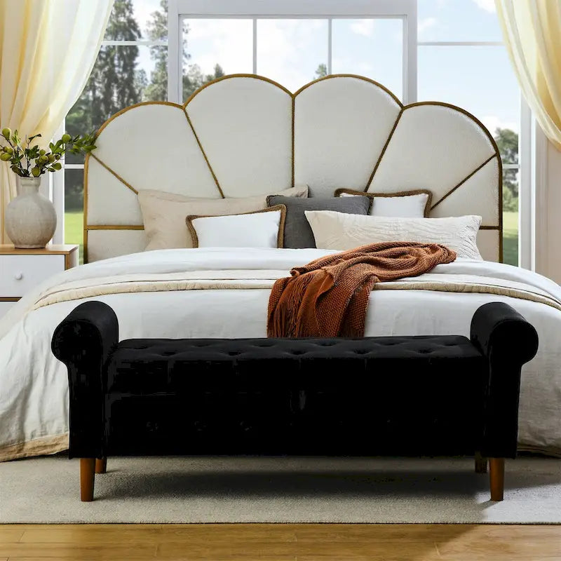 Banc de rangement capitonné pour chambre à coucher