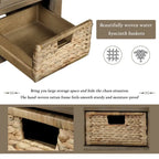 Banc de rangement rustique avec 3 tiroirs et 3 paniers en rotin, banc à chaussures pour salon, entrée