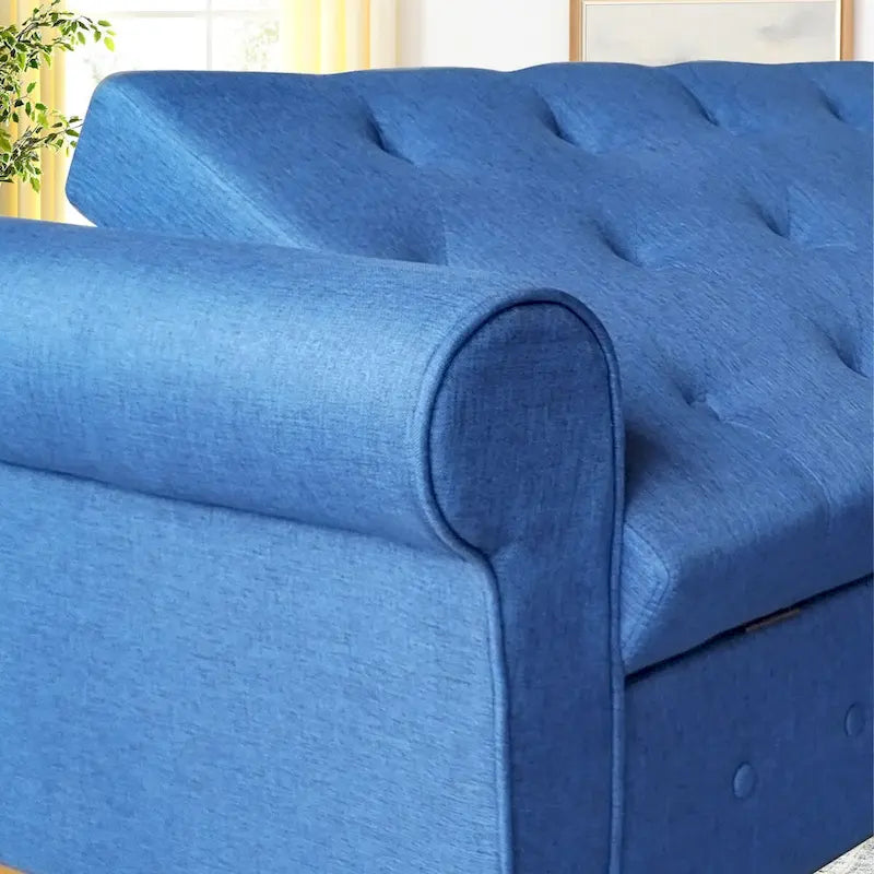 Banc de rangement capitonné à boutons pour chambre à coucher, pouf recouvert de lin