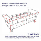 Banc de rangement capitonné à boutons pour chambre à coucher, pouf recouvert de lin