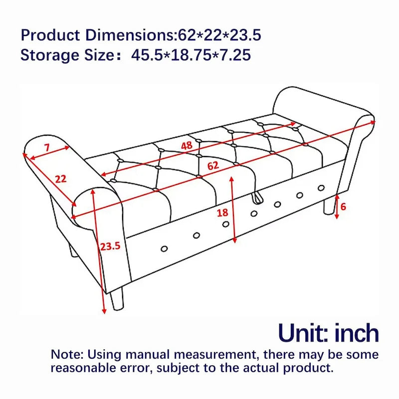 Banc de rangement capitonné à boutons pour chambre à coucher, pouf recouvert de lin