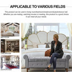 Banc de rangement capitonné à boutons pour chambre à coucher, pouf recouvert de lin